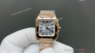 CLF Cartier Santos Rose Gold Band Swiss Quartz Movement 27*34.5*7.4mm Watch